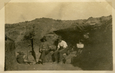 soldiers resting in trench, red cliffs military 00007.tif