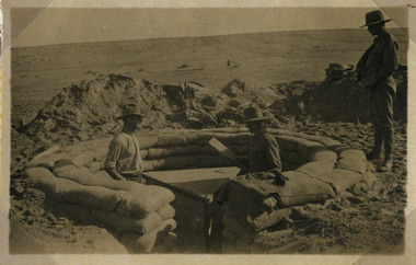 Soldiers in a bunker / machine gun nest