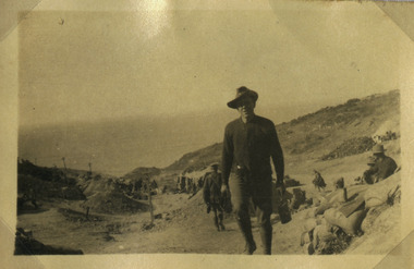 Soldier posing in desert
