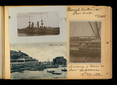 French ship / Loading horse on ship / view of aden, red cliffs00151.tif
