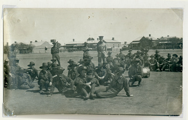 Young soldiers resting in camp, red cliffs00199.tif