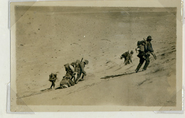 Soldiers marching up hill, red cliffs00211.tif