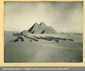 troops in formation, infront of pyramids, red cliffs00218.tif