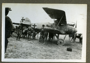 soldiers with captured German plane, robertson thomas099.tif