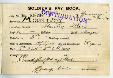 soldier's pay book