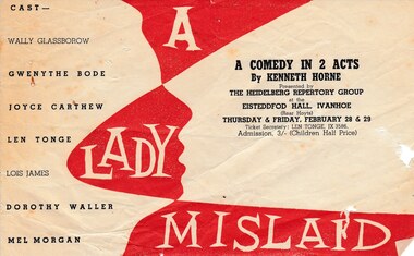 Program   Reviews   Poster   Articles, A Lady Mislaid by Kenneth Horne directed by Reg Rudd