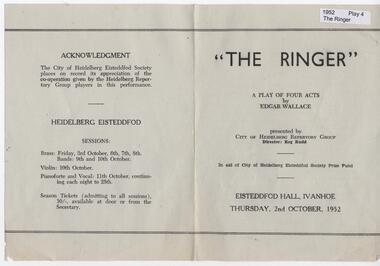 Program, Review, Articles, The Ringer by Edgar Wallace directed by Joyce Carthew