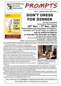Program   Photos   Reviews   Newsletter Poster  Articles, Don't Dress for Dinner by Marc Camoletti adapted by Robin Hawdon directed by Chris McLean