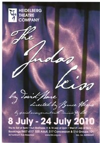 Program Photos Newsletter Poster, The Judas Kiss by David Hare by special arrangement with dominie Pty. Ltd. directed by Bruce Akers