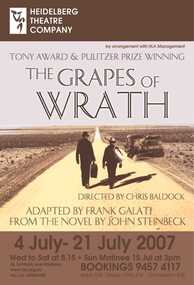 Program Photos Newsletter Poster Articles, The Grapes of Wrath adapted by Frank Galati from the novel by John Steinbeck by arrangement with HLA Management directed by Chris Baldock
