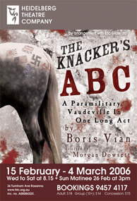 Program Photos Newsletter Poster, The Knacker's A B C. A Paramilitary Vaudeville In One Long Act by Boris Vian by arrangement with Eric Glass Ltd. directed by Morgan Dowsett