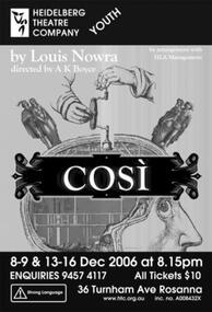 Program Photos Poster Articles, Cosi by Louis Nowra by arrangement with HLA Management directed by A. K. Boyce