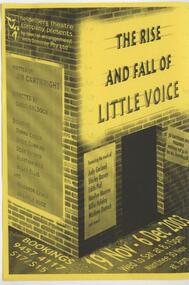 Program Photos Newsletter Poster, The Rise and Fall of Little Voice by Jim Cartwright by special arrangement with Dominie Pty Ltd directed by Chris Baldock