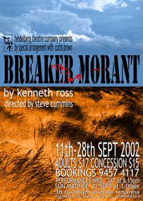 Program Photos Newsletter Poster, Breaker Morant by Kenneth Ross by special arrangement with Curtis Brown directed by Steve Cummins