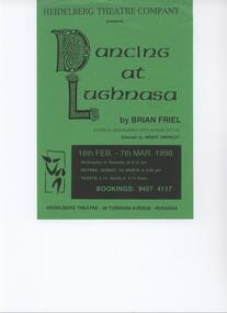 Program Photos Newsletter Poster, Dancing at Lughnasa by Brian Friel by special arrangement with Dominie Pty Ltd directed by Wendy Drowley