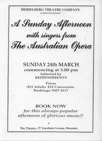 Newsletter Articles Playbill Special Events, 1996 HTC General Memorabilia Australian Opera