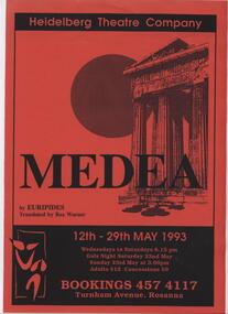 Program Photos Newsletter Poster Articles, Medea by Euripides directed by Joan Moriarty