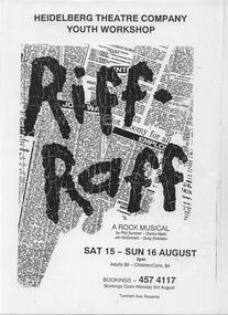 Program Photos Poster, Riff-Raff by Phil Sumner, Danny Nash, Jan McDonald and Greg Sneddon directed by Diana Nicol