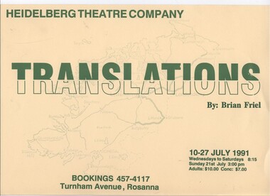 Program Photos Newsletter Poster, Translations by Brian Friel directed by Bruce Akers