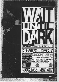 Program Photos Newsletter Poster Articles, Wait Until Dark by Frederick Knott directed by Dean Banova
