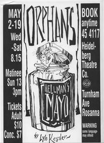 Program Review Newsletter Poster Memorabilia, Orphans by Lyle Kessler directed by Geoff Hickey