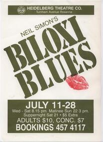 Program Photos Newsletter Poster, Biloxi Blues by Neil Simon directed by Doug Bennett