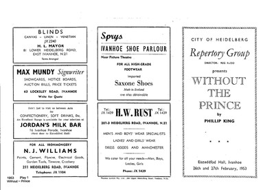 Memorabilia - Program Review Articles, Without The Prince by Phillip King directed by Geoffrey Dean