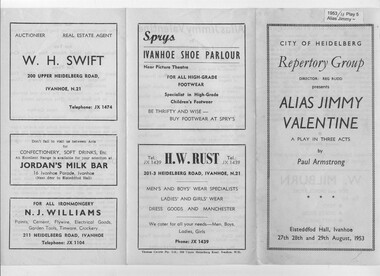 Program Review Articles, Alias Jimmy Valentine by Paul Armstrong directed by Clem Meadmore