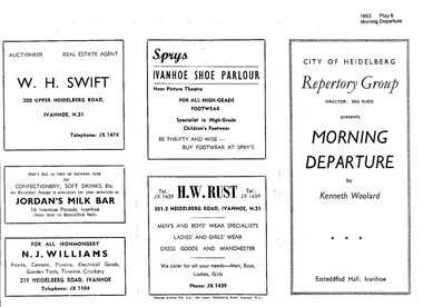 Program Poster Articles Memorabilia Special Events, Morning Departure by Kenneth Woolard directed By Geoffrey Dean