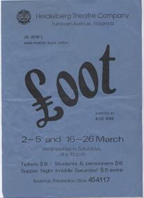 Program Photos Newsletter Poster Memorabilia, Loot by Joe Orton directed by Alice Bugge