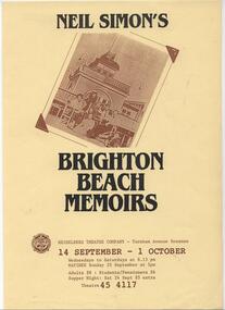 Program Photos Newsletter Poster Articles, Brighton Beach Memoirs by Neil Simon directed by Doug Bennett