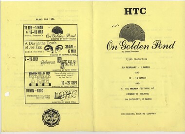 Program Photos Review Newsletter Memorabilia, On Golden Pond by Ernest Thompson directed by Geoff Hickey