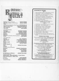 Program Photos Poster Articles, Romeo and Juliet by William Shakespeare directed by Alice Bugge