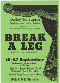 Program Photos Newsletter Poster Articles Memorabilia, Break A Leg by Ira Levin directed by Doug Bennett