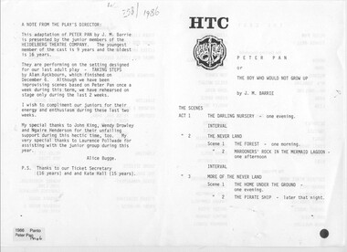 Program Reviews, Peter Pan by J. M. Barrie directed by Alice Bugge