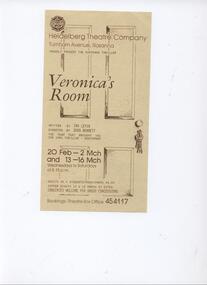 Program Photos Review Newsletter Poster Articles, Veronica's Room by Ira Levin directed by Doug Bennett