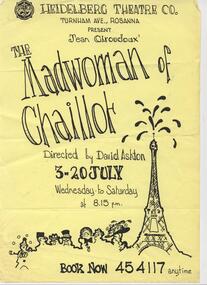 Program Photos Review Newsletter Poster Articles, The Madwoman of Chaillot by Jean Giraudoux directed by David Ashton