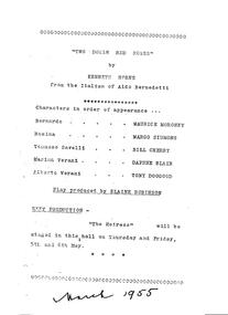 Program Review Newsletter Poster Memorabilia, Two Dozen Red Roses by Kenneth Horn from the Italian of Aldo Bernedetti Directed by Elaine Robinson
