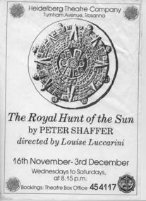 Program Photos Poster Articles, The Royal Hunt of the Sun by Peter Shaffer directed by Louise Luccarini