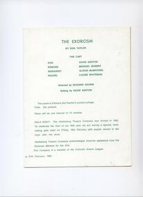 Program Photos Newsletter Poster Articles, The Exorcism by Don Taylor directed by Richard Keown