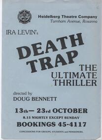 Program Review Newsletter Poster, Death Trap by Ira Levin directed by Doug Bennett