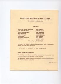 Program Photos Newsletter, Lloyd George Knew My Father by William Douglas-Home directed by Gary Buckley