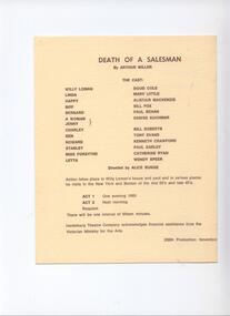 Program Photos Newsletter, Death of a Salesman by Arthur Miller directed by Alice bugge