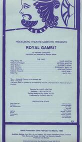 Program Photos, Royal Gambit by Hermann Gressleker directed by David Ashton
