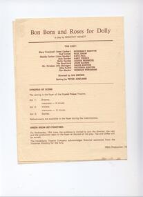 Program Photos, Bon Bons and Roses for Dolly by Dorothy Hewett directed by Ian Brown