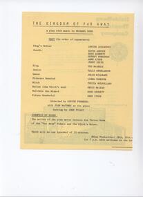 Program Photos Newsletter, The Kingdom of Far Away by Michael Bond directed by Louise Permezel