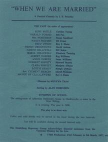 Program Article, When we are married by J. B. Priestly directed by Mervyn Trim