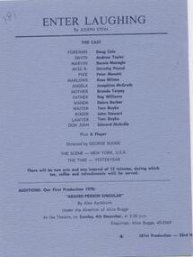 Program Photos, Enter laughing by Joseph Stein directed by George Bugge
