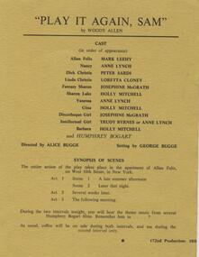 Program Articles, Play it again, Sam by Woody Allen directed by Alice Bugge