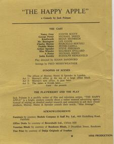 Program Article, The happy apple by Jack Pulman directed by Susan Sandford